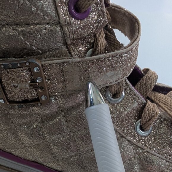 Sketchers Twinkle Toe High Top in Glitter Gold, Big Girl Size 4 - Picture 10 of 13